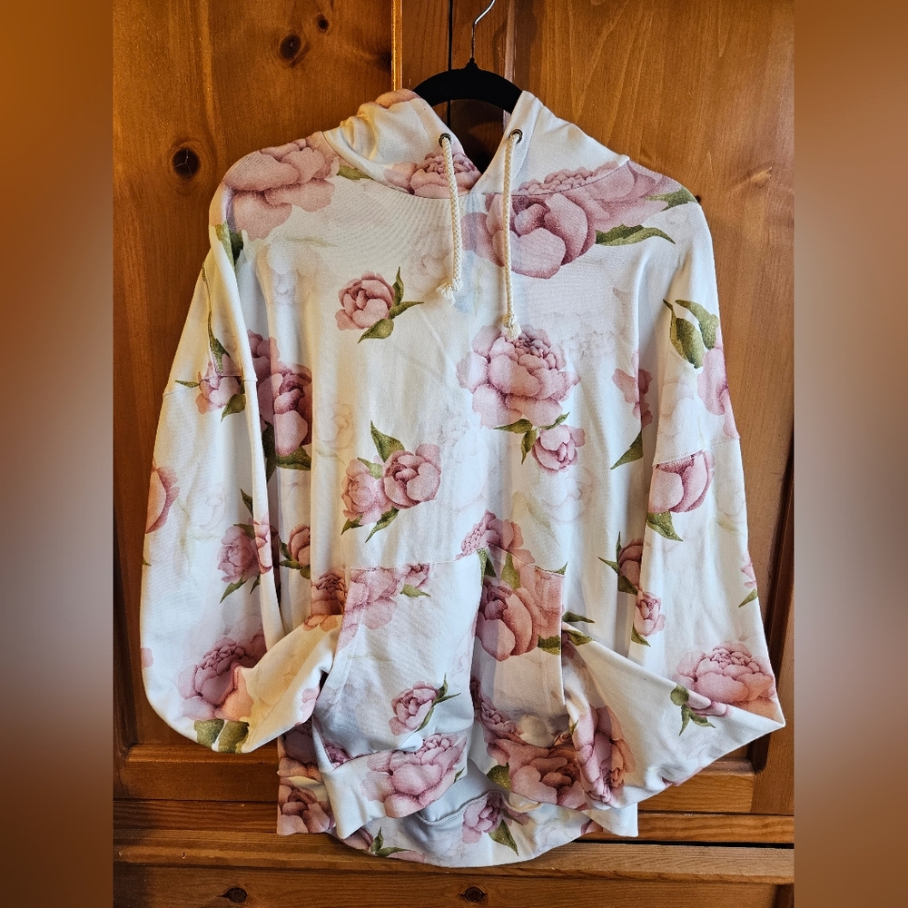 NWT Ampersand Floral Hoodie with Pink and Green Design SIZE XXL